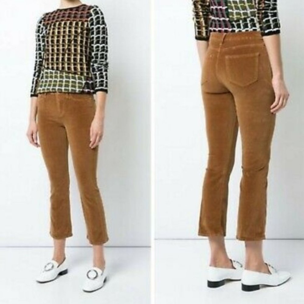 Frame Denim Velvet Le Crop Mini Boot in Camel